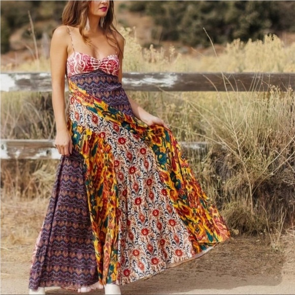Free People Dresses & Skirts - Free People Holiday Hero Boho Patchwork Maxi Dress 8